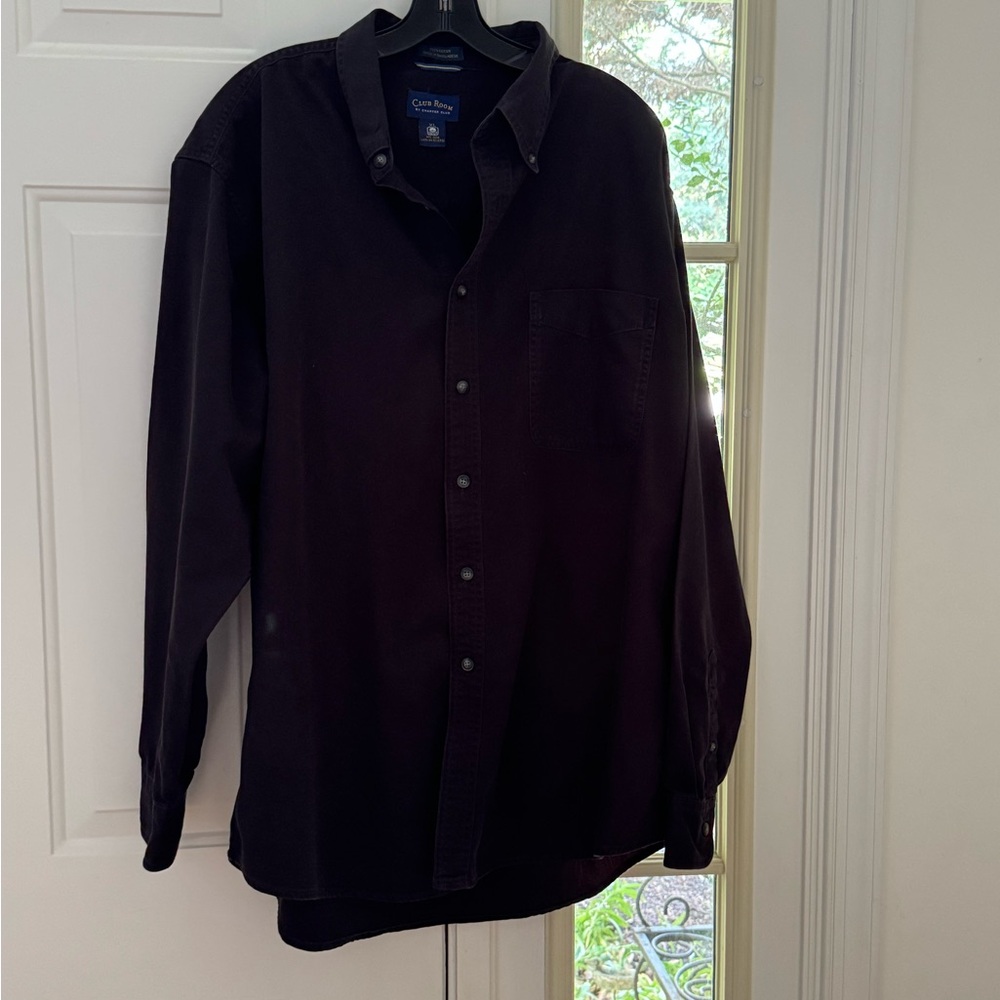 Charter Club Men’s Black Casual Button Down Shirt 100% Cotton